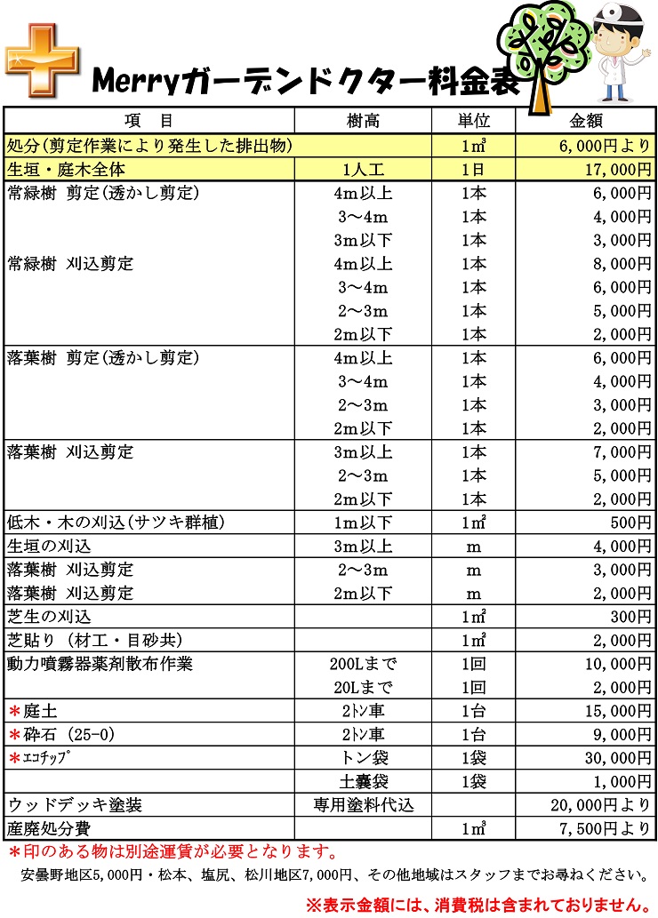 お庭のお手入れ（剪定・刈込・芝貼り・薬剤散布・庭土採石・エコチップ）長野県松本市安曇野市塩尻市